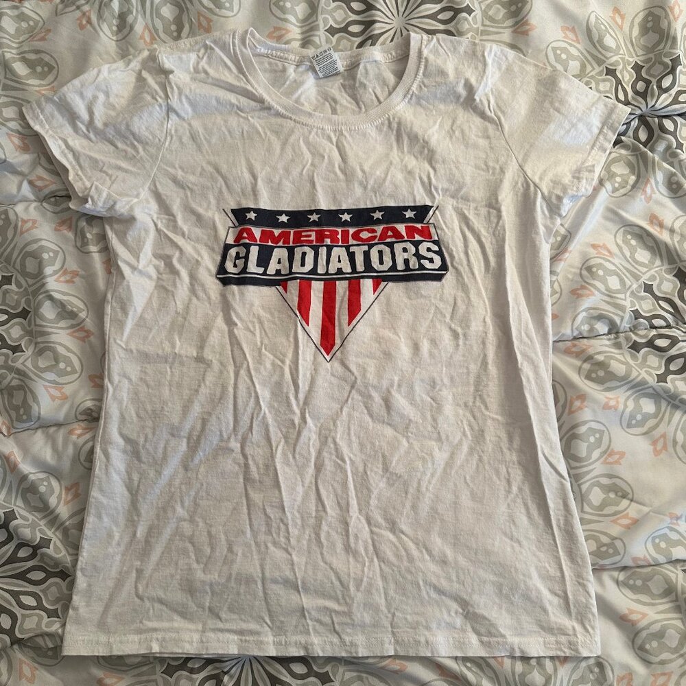 AMERICAN GLADIATORS TV Show T-Shirt Women's White Fitted Large